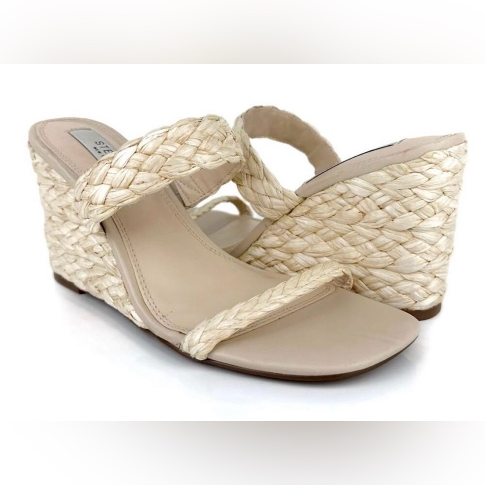 Steven New York Women's Ardy Raffia Espadrille Woven Wedge Heel Sandals Size 10